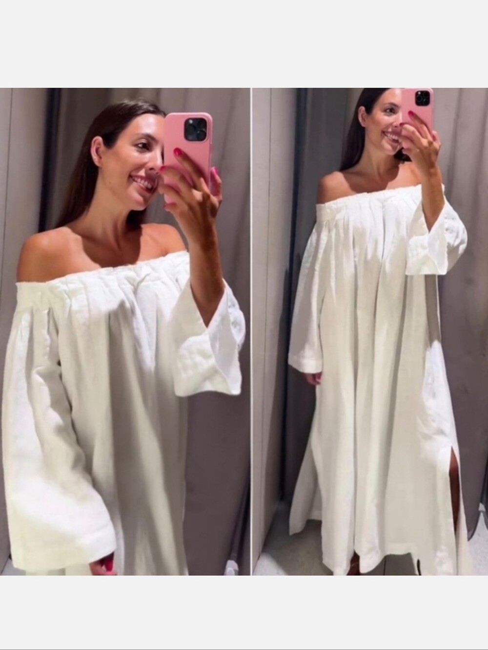 Zara 100% Linen Dress White Size M - Picture 4 of 16
